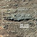 "Goulburn" rock outcrop on Mars – close-up viewed by Curiosity (August 17, 2012).