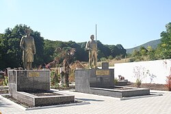 Monument and grave of Ahmadiya Jabrayilov (right) and his son Mikayil Jabrayilov in Okhud village of Shaki