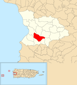 Location of Quebrada Grande within the municipality of Mayagüez shown in red