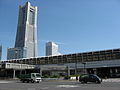 Sakuragicho Station with Yokohama Landmark Tower in the background, April 2007