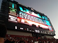 The scoreboard and video display at the south end of Arizona Stadium, as installed for the 2011 season