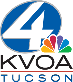The word NEWS in a compressed sans serif in black, next to a tilted blue oval containing a white 4 and partially overlapped by a small NBC peacock. Underneath both is a red box containing the word TUCSON in white in a sans serif.