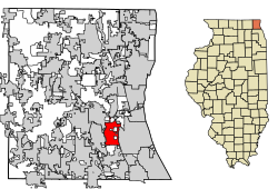 Location of Mettawa in Lake County, Illinois.