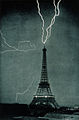 The Eiffel Tower struck by lightening.