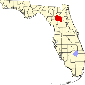 Map of Florida highlighting Alachua County