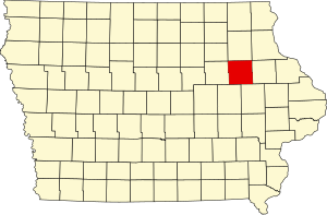 Map of Iowa highlighting Buchanan County