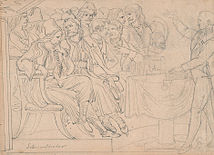 King Otto (?) before Greek ambassadors (pencil drawing, c. 1836-41)