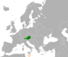 Location map for Austria and Malta.