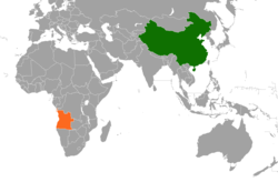 Map indicating locations of China and Angola