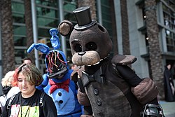 Five Nights at Freddy's cosplayers at the 2022 WonderCon at the Anaheim Convention Center in Anaheim, California.