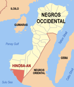 Map of Negros Occidental with Hinoba-an highlighted