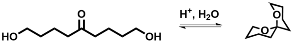 Acid catalyzed ring closure of spiroketal