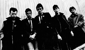 The Cortinas in Bristol 1977 - Left to Right: Jeremy Valentine, Dexter Dalwood, Nick Sheppard, Daniel Swan & Mike Fewings (Photo: Jill Furmanovsky)