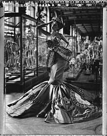 Fashion photography of a model in haute couture by DIOR. Photographed at the National Museum of Natural History, Paris.