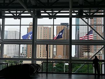 A view of Downtown Houston from inside the GRB