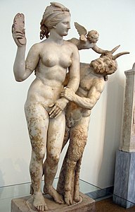 Greek sculpture group of Aphrodite, Pan and Eros (c. 100 BC)