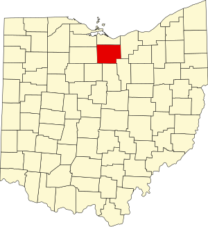 Map of Ohio highlighting Huron County