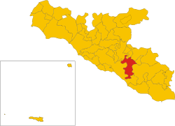 Location of the municipality of Favara in the province of Agrigento