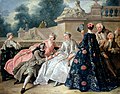 La Déclaration d'amour, 1731, by Jean François de Troy. Front and back views of women in sack-back gowns.