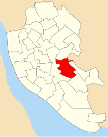 A map of the 1980 arrangement of Liverpool City Council wards, Childwall ward is highlighted
