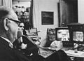 Image 50Swedish Prime Minister Tage Erlander using an Ericsson videophone to speak with Lennart Hyland, a popular TV show host (1969) (from History of videotelephony)