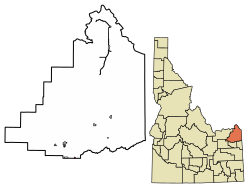Location of Newdale in Fremont County, Idaho.
