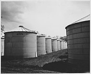 Modern steel granaries in Iowa, U.S.