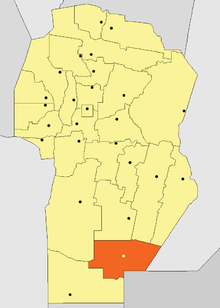 Location of Presidente Roque Sáenz Peña Department in Córdoba Province