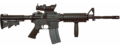 An M4A1 with SOPMOD package, including Rail Interface System and Trijicon 4× ACOG