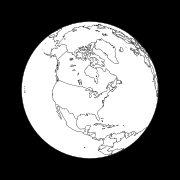Figure 9: View of the Earth four hours before apogee from a Molniya orbit under the assumption that the longitude of the apogee is 90° W. The spacecraft is at an altitude of 24,043 km over the point 87.35° W 47.04° N.