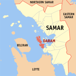 Map of Samar with Daram highlighted
