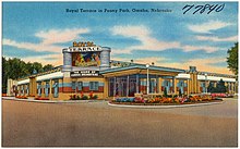 A postcard showing Royal Terrace in Peony Park, Omaha, Nebraska.