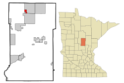Location of Manhattan Beach within Crow Wing County, Minnesota