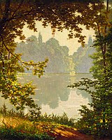 Henri Biva, Looking out onto a lake on a summer day, oil on canvas, 73 x 60.3 cm