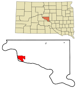 Location within Hughes County in South Dakota