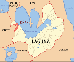Map of Laguna with Biñan highlighted