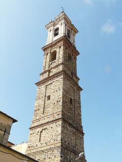 Bell tower of the town's parish church.