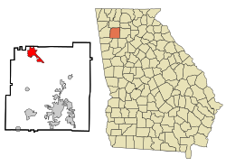 Location in Bartow County and the state of Georgia