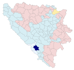 Location of Široki Brijeg in Bosnia and Herzegovina