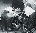 Image 9Ernesto 'Che' Guevara (left) holding the handlebars of his 500 cc single cylinder Norton motorcycle (from Outline of motorcycles and motorcycling)