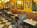 Statue of D. Gonzalo Torrente Ballester located at the literary café: Café Novelty. The oldest of the cafes of Salamanca, which opened in 1905 in the Plaza Mayor of Salamanca.