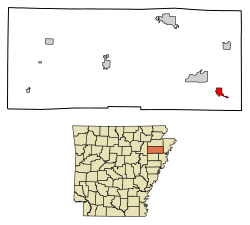 Location of Tyronza in Poinsett County, Arkansas.