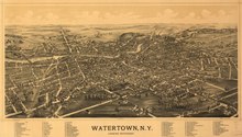 An angled map of Watertown