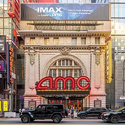 Facade of the AMC Empire 25 multiplex movie theater