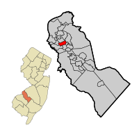 Haddon Heights highlighted in Camden County. Inset: Location of Camden County in the State of New Jersey.