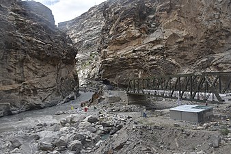 NH 505 enters Spiti Valley from bridge over Sutlej River