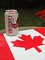 New-look Molson Canadian beer can superimposed on a Canadian flag, July 1, 2014