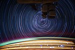 Star trails photographed in earth orbit from the International Space Station