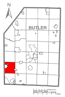 Map of Butler County, Pennsylvania, highlighting Jackson Township
