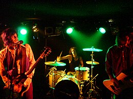 Nebula performing live in 2008. From left to right: Eddie Glass, Rob Oswald and Tom Davies